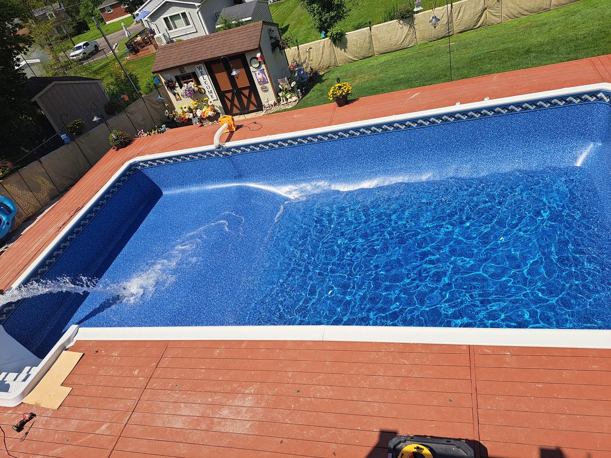 Finished pool filling with water on day two